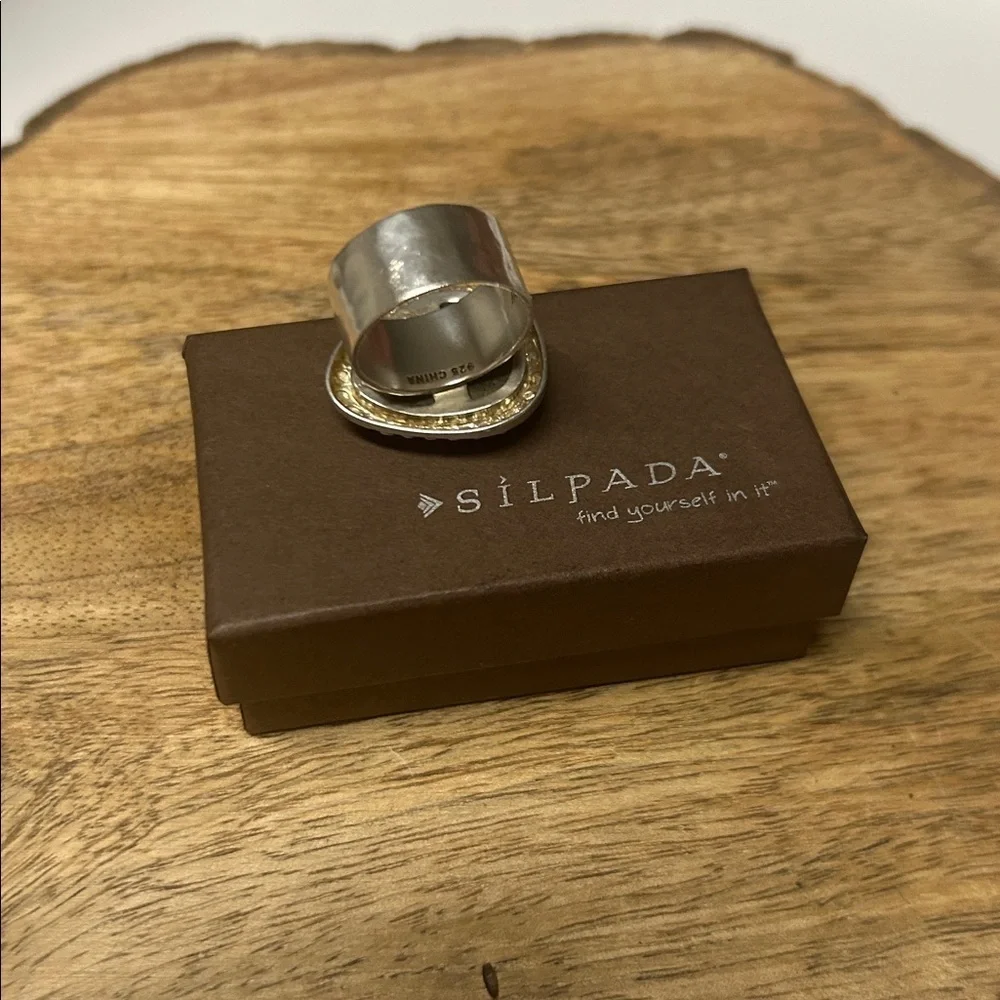 Silpada Sterling Silver Pyrite Fantasy Ring in size 6- RETIRED